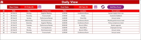 Finance Customer Service Supply Chain Resilience Calendar in Excel - Image 5