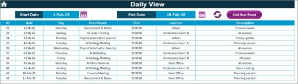 Finance HR AI Implementation Calendar in Excel - Image 5