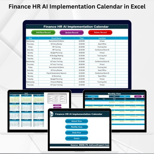Finance HR AI Implementation Calendar in Excel