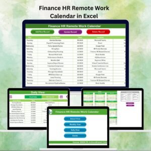 Finance HR Remote Work Calendar in Excel