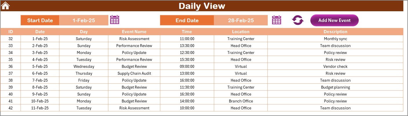 Finance HR Supply Chain Resilience Calendar in Excel - Image 5