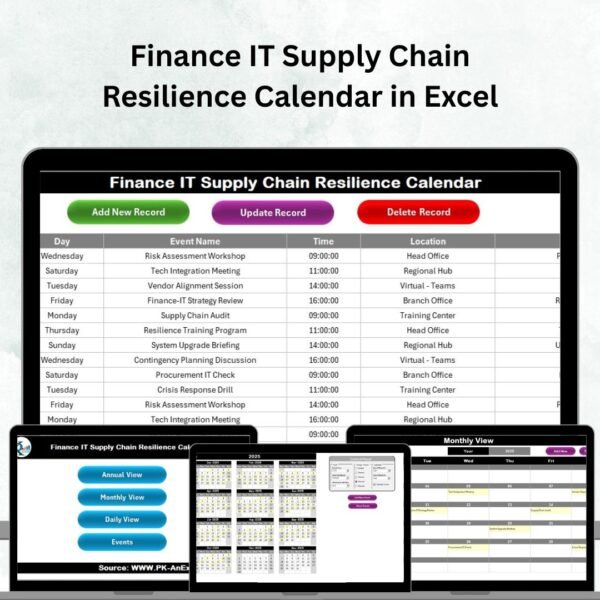 Finance IT Supply Chain Resilience Calendar in Excel