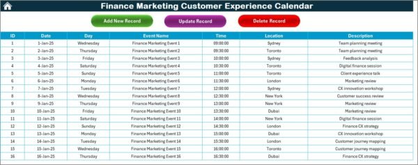 Finance Marketing Customer Experience Calendar in Excel - Image 6