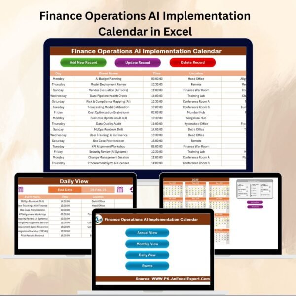 Finance Operations AI Implementation Calendar in Excel