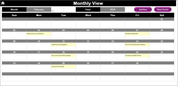 Finance Operations Customer Experience Calendar in Excel - Image 4
