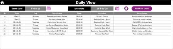 Finance Operations Customer Experience Calendar in Excel - Image 5