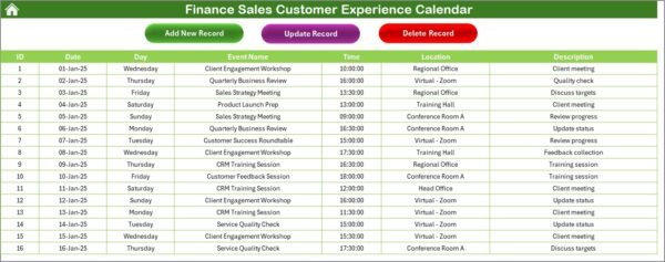 Finance Sales Customer Experience Calendar in Excel - Image 6