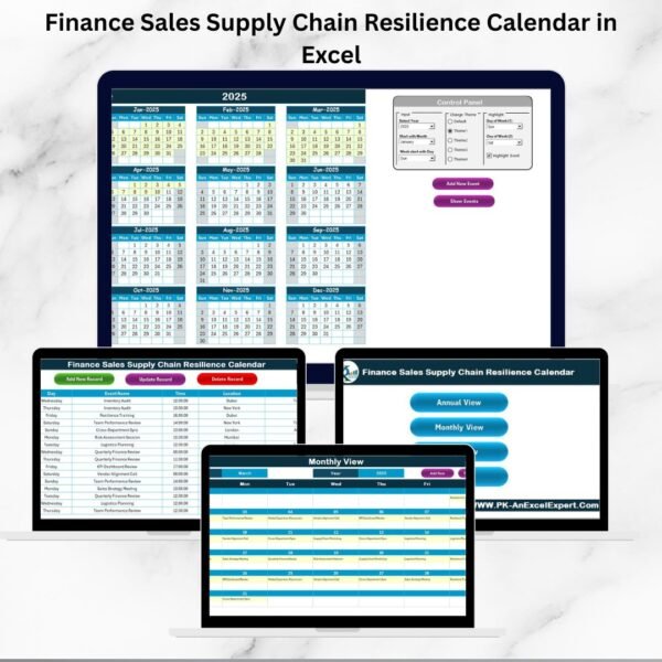 Finance Sales Supply Chain Resilience Calendar in Excel