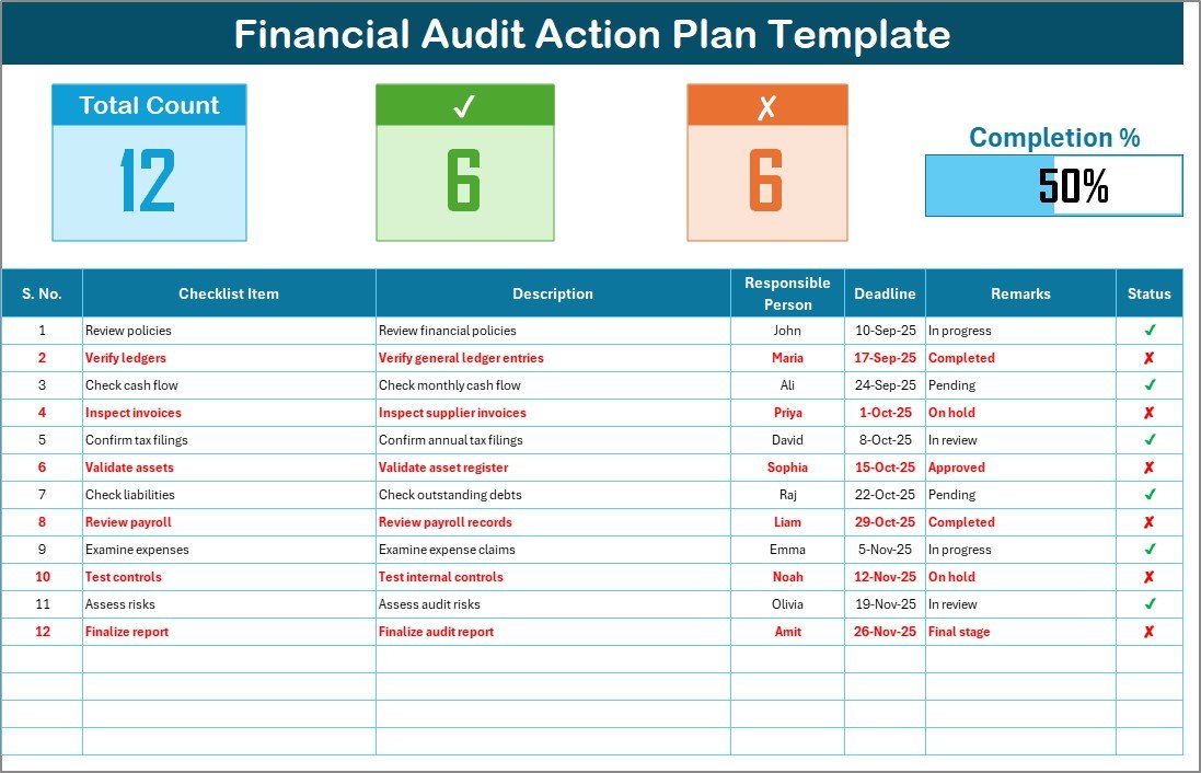 Financial Audit Action Plan Checklist