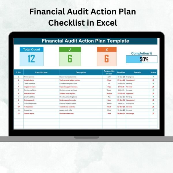 Financial Audit Action Plan Checklist in Excel