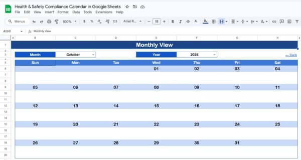 Health & Safety Compliance Calendar in Google Sheets - Image 4