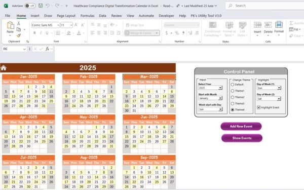 Healthcare Compliance Digital Transformation Calendar in Excel - Image 3