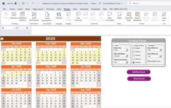 Healthcare Compliance Employee Wellness Calendar in Excel - Image 5