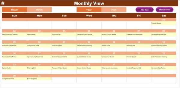 Healthcare Customer Service Cybersecurity Calendar in Excel - Image 4