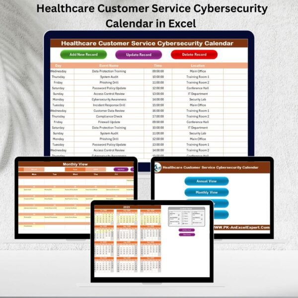 Healthcare Customer Service Cybersecurity Calendar in Excel