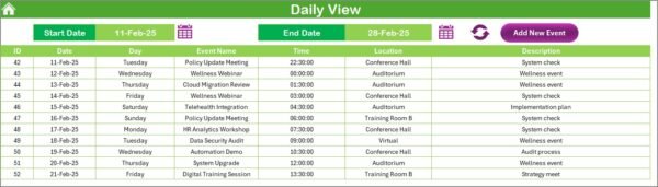 Healthcare HR Digital Transformation Calendar in excel - Image 5