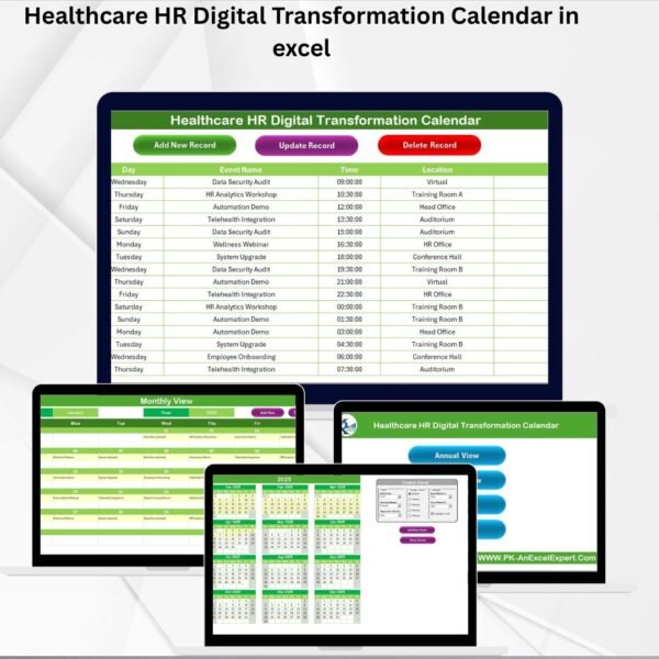 Healthcare HR Digital Transformation Calendar in excel