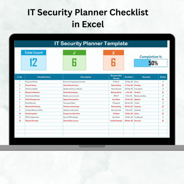IT Security Planner Checklist in Excel