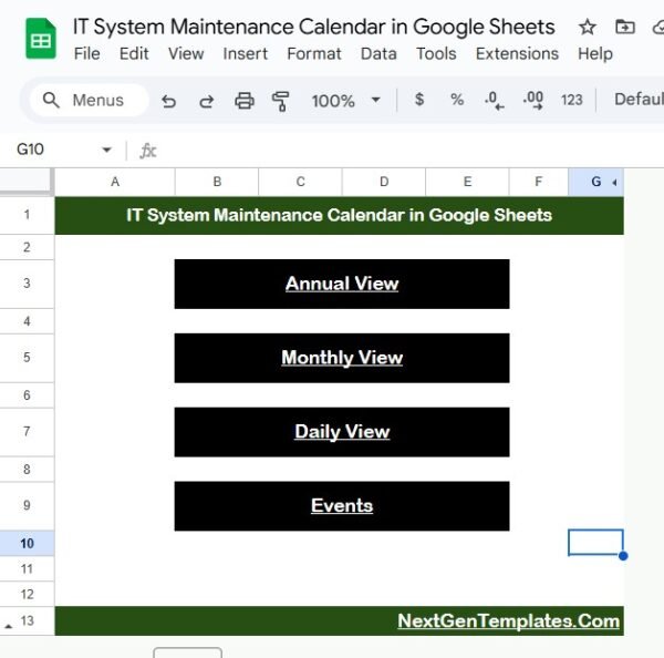 IT System Maintenance Calendar in Google Sheets - Image 2