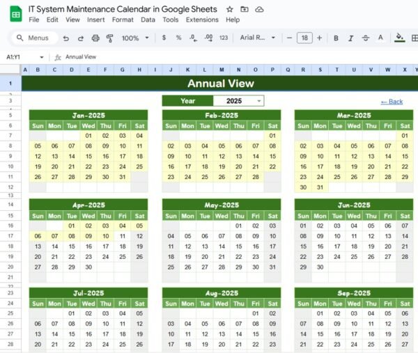 IT System Maintenance Calendar in Google Sheets - Image 3