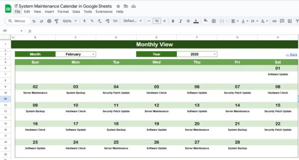 IT System Maintenance Calendar in Google Sheets - Image 4