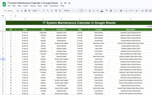 IT System Maintenance Calendar in Google Sheets - Image 6