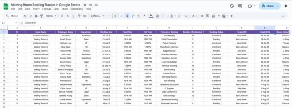 Meeting Room Booking Tracker in Google Sheets - Image 4