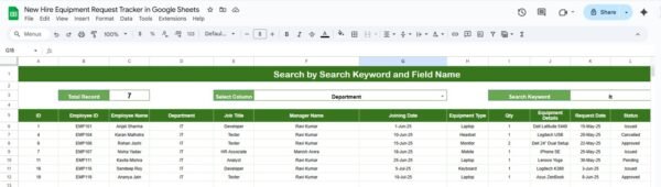 New Hire Equipment Request Tracker in Google Sheets - Image 3