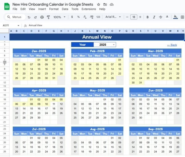 New Hire Onboarding Calendar in Google Sheets - Image 3