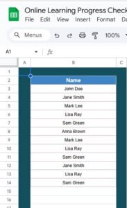 Online Learning Progress Checklist in Google Sheets - Next Gen Templates