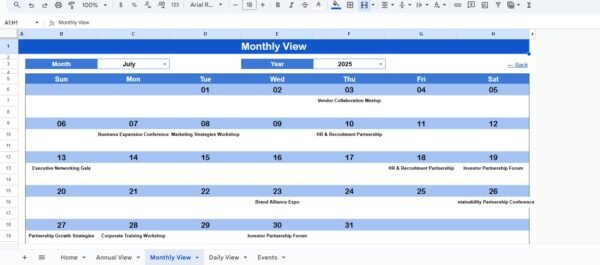 Partnership Events Calendar in Google Sheets - Image 4