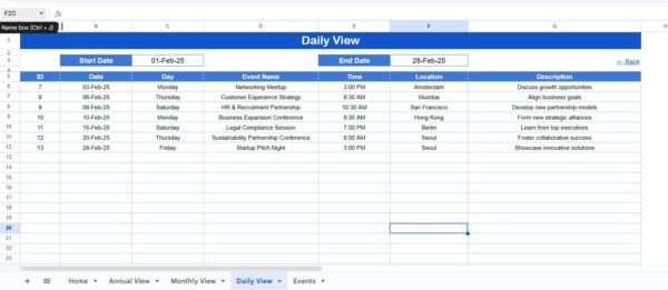 Partnership Events Calendar in Google Sheets - Image 3