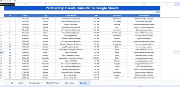 Partnership Events Calendar in Google Sheets - Image 2