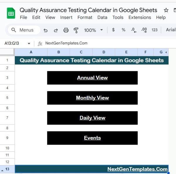Quality Assurance Testing Calendar in Google Sheets - Image 2