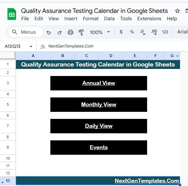 Quality Assurance Testing Calendar in Google Sheets - Image 2