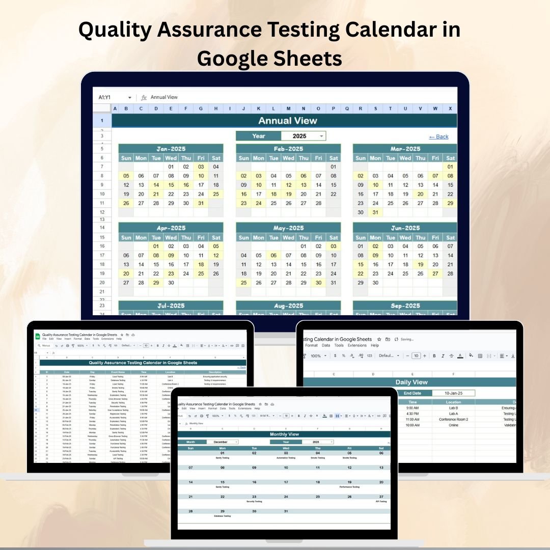 Quality Assurance Testing Calendar in Google Sheets