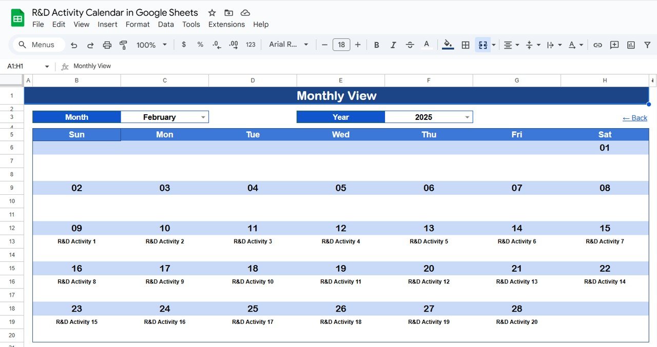 R&D Activity Calendar in Google Sheets - Image 4