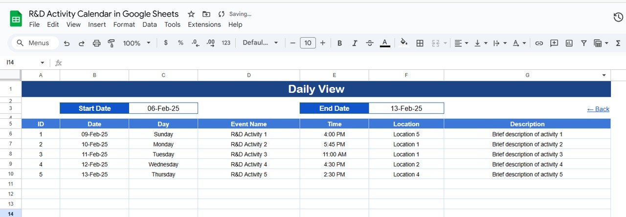 R&D Activity Calendar in Google Sheets - Image 5