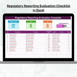 Regulatory Reporting Evaluation Checklist in Excel