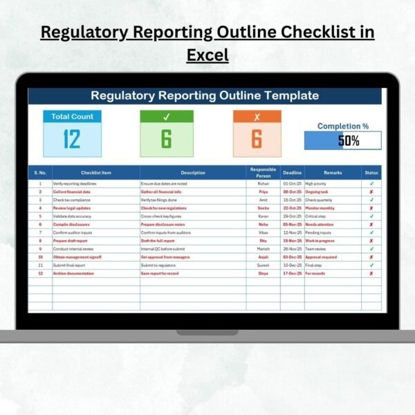Regulatory Reporting Outline Checklist in Excel
