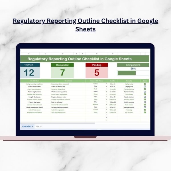 Regulatory Reporting Outline Checklist in Google Sheets