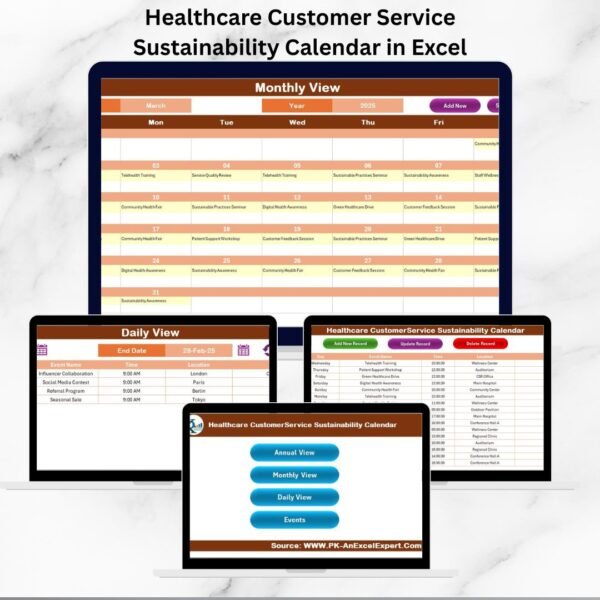 Healthcare Customer Service Sustainability Calendar in Excel