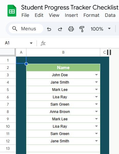 Student Progress Tracker Checklist in Google Sheets - Image 3