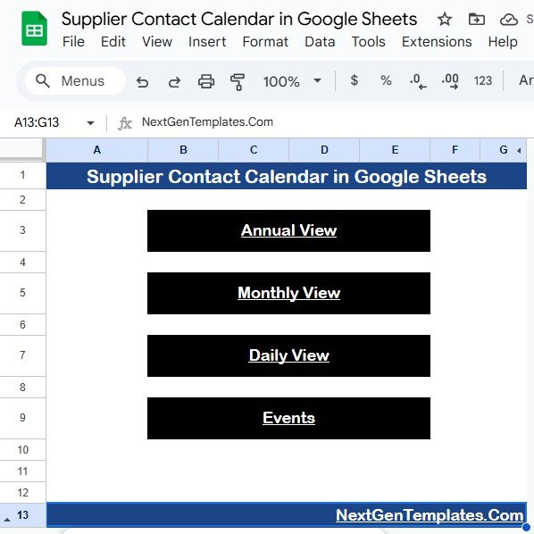 Supplier Contact Calendar in Google Sheets - Image 2