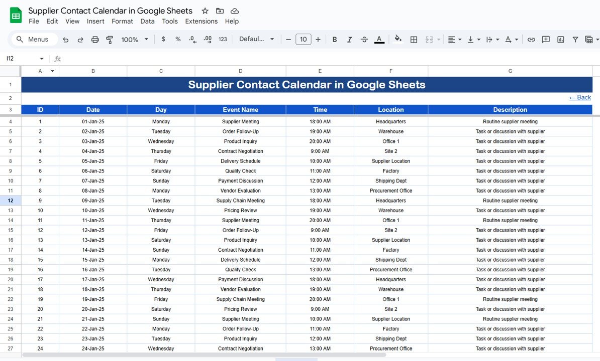 Supplier Contact Calendar in Google Sheets - Image 6