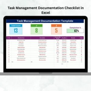 Task Management Documentation Checklist in Excel