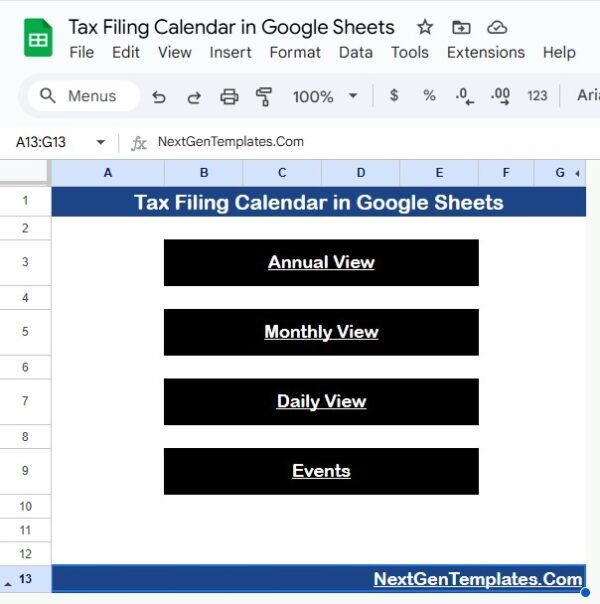 Tax Filing Calendar in Google Sheets - Image 2