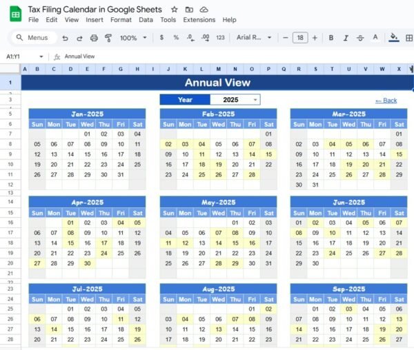 Tax Filing Calendar in Google Sheets - Image 3