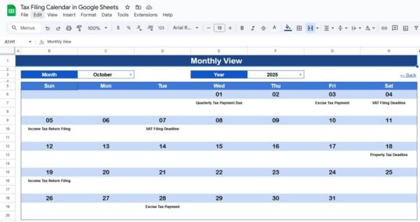 Tax Filing Calendar in Google Sheets - Image 4