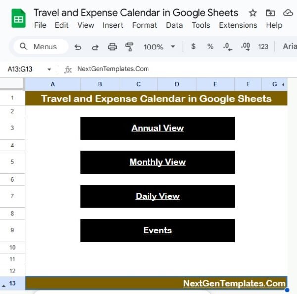 Travel and Expense Calendar in Google Sheets - Image 2